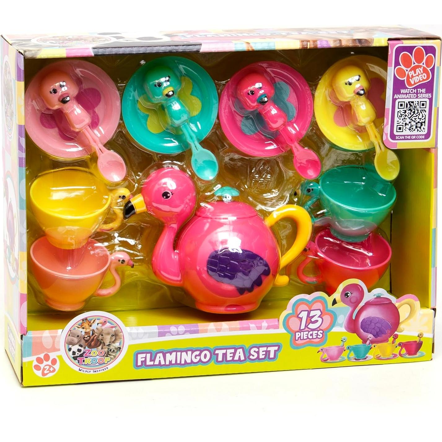 Juego de Té de Flamenco Boley Zoo Troop - 13 Piezas para Niños