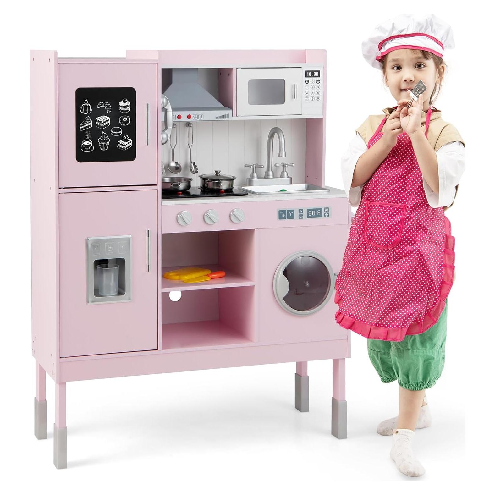 Juego de Cocina Infantil HONEY JOY Rosa con Utensilios y Accesorios