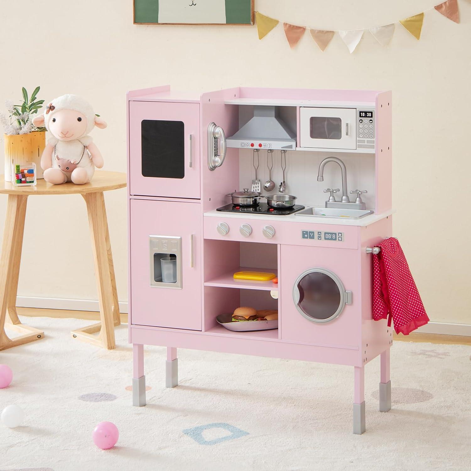 Juego de Cocina Infantil HONEY JOY Rosa con Utensilios y Accesorios