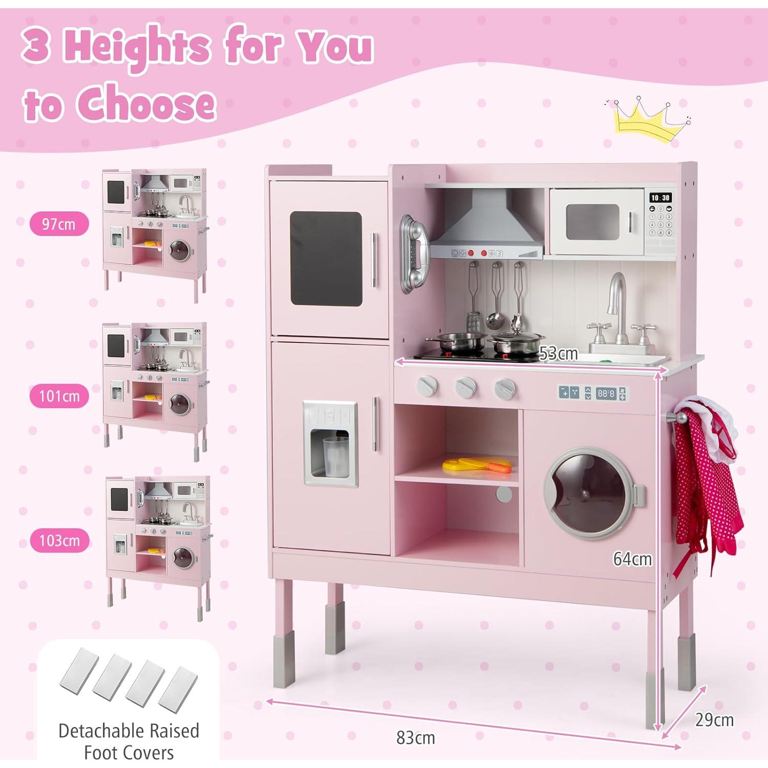 Juego de Cocina Infantil HONEY JOY Rosa con Utensilios y Accesorios