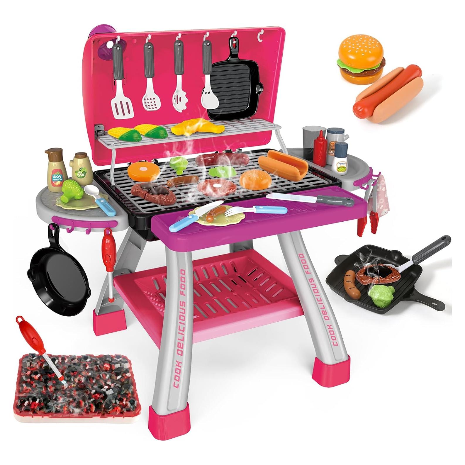 Juego de Cocina Parrilla Rosa AuroTops con Luz y Sonido