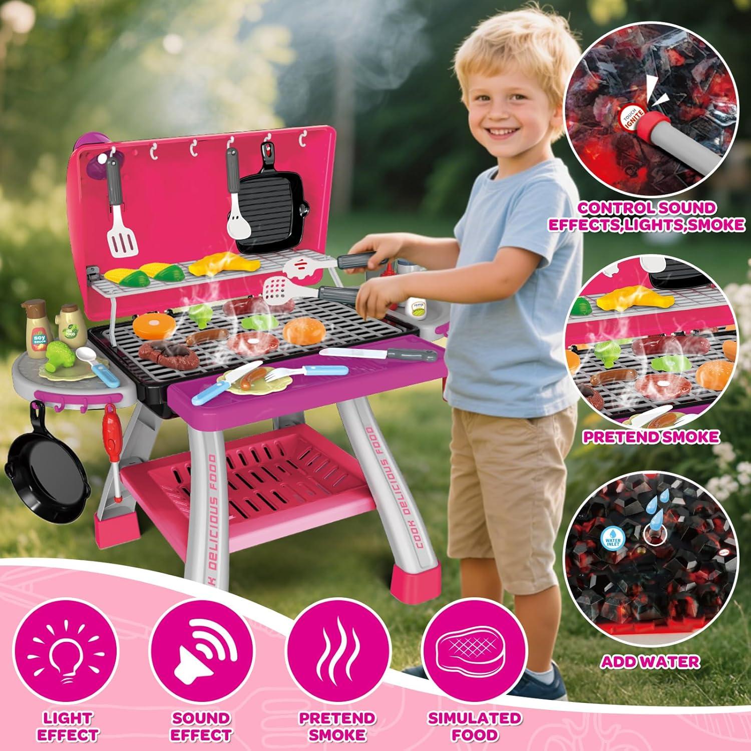 Juego de Cocina Parrilla Rosa AuroTops con Luz y Sonido