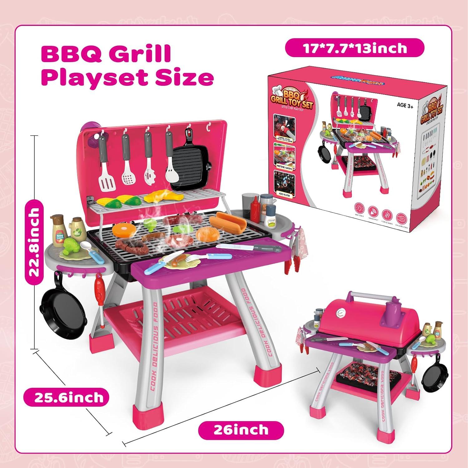 Juego de Cocina Parrilla Rosa AuroTops con Luz y Sonido