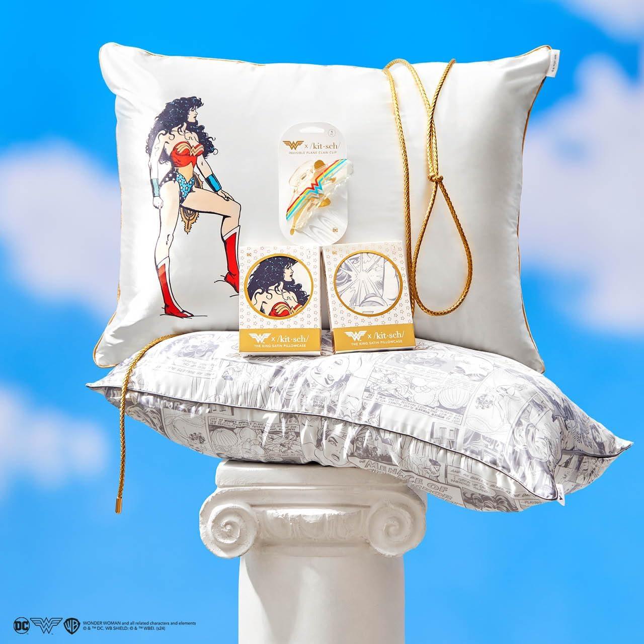 Funda de Almohada Kitsch King Satén Mujer Maravilla 600 Hilos