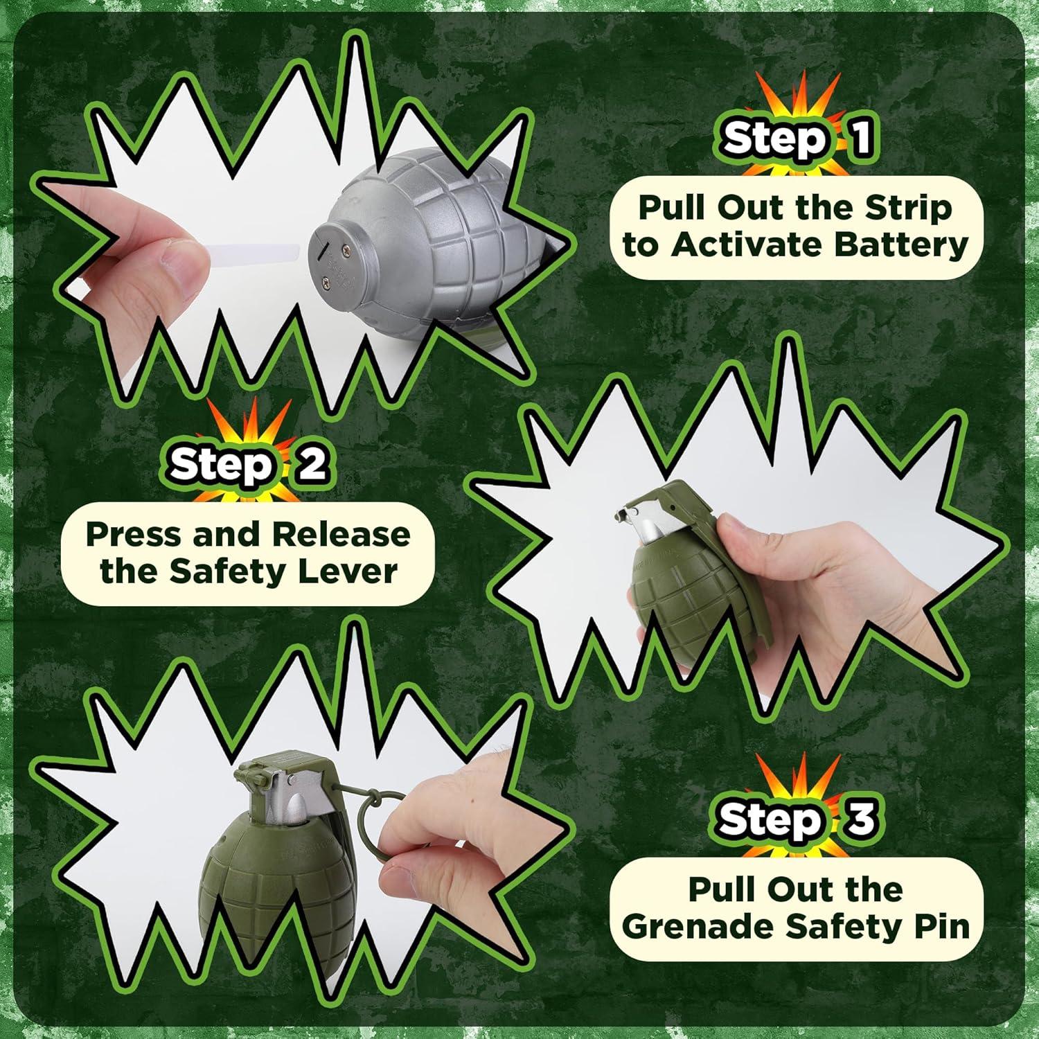 Paquete de 4 Granadas de Juguete Liberty Imports con Sonido