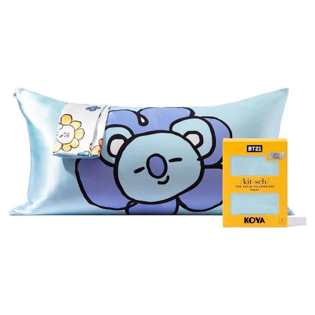 Funda de Almohada Kitsch King Satén BT21 Koya 600 Hilos
