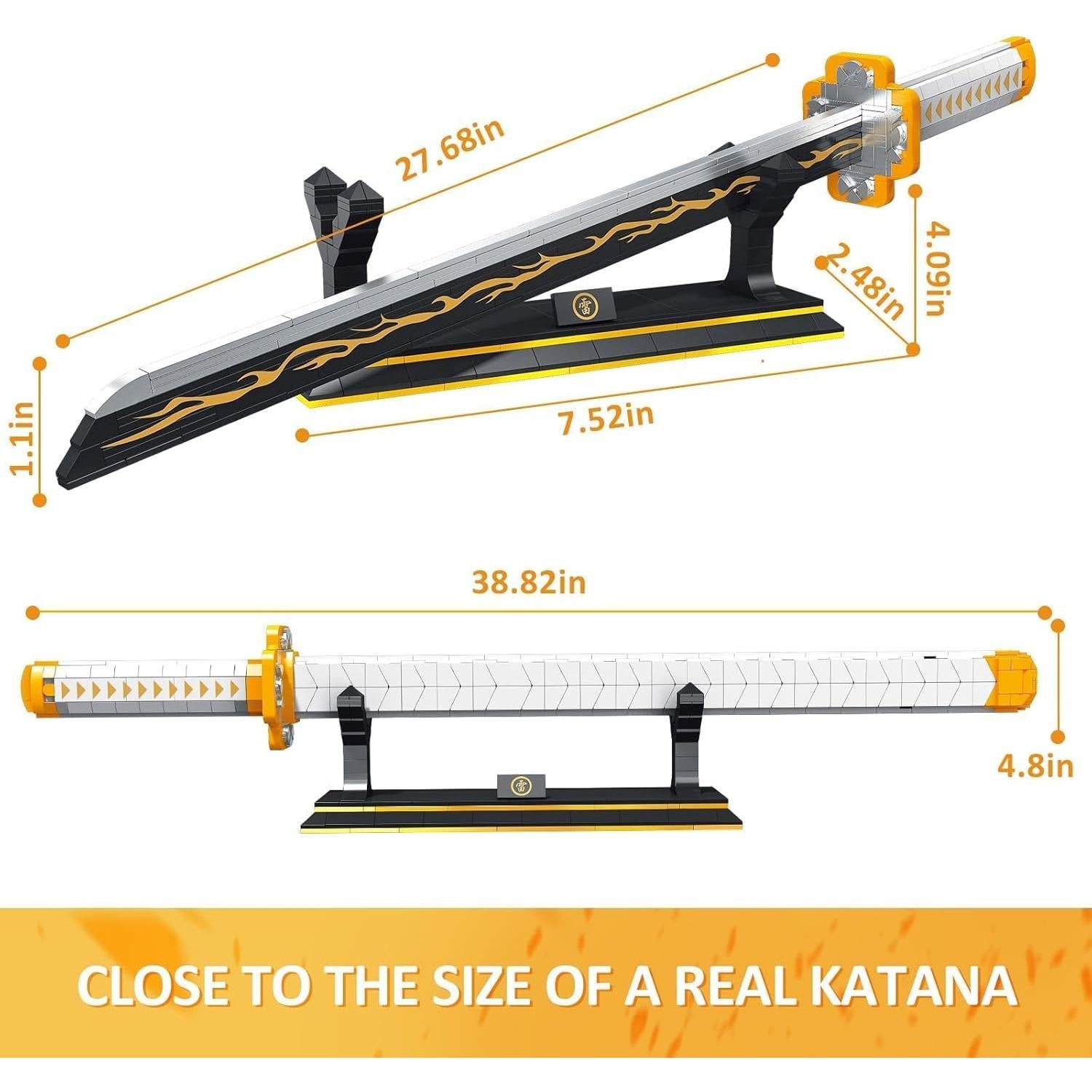 Conjunto de Espada Zenitsu Demon Slayer 99 cm con Soporte