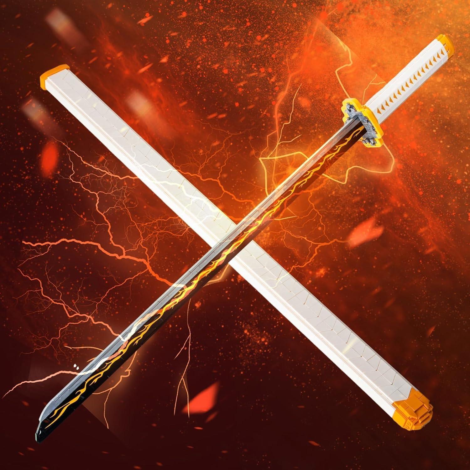 Conjunto de Espada Zenitsu Demon Slayer 99 cm con Soporte