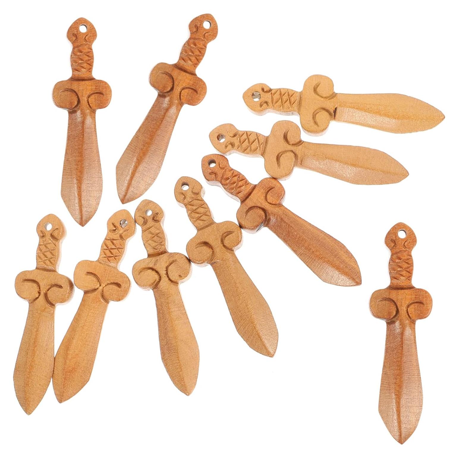 Adornos de Madera ABOOFAN 10 Piezas Mini Espadas Decorativas