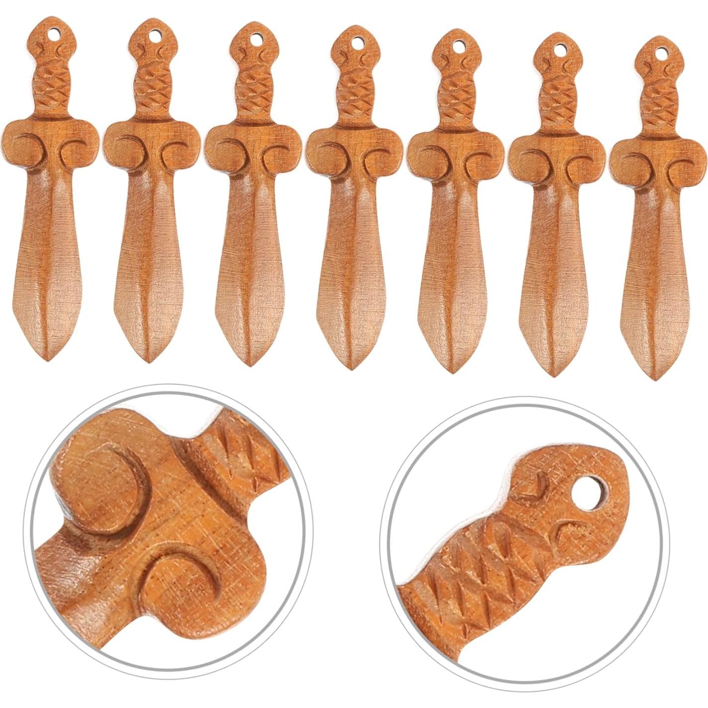 Adornos de Madera ABOOFAN 10 Piezas Mini Espadas Decorativas