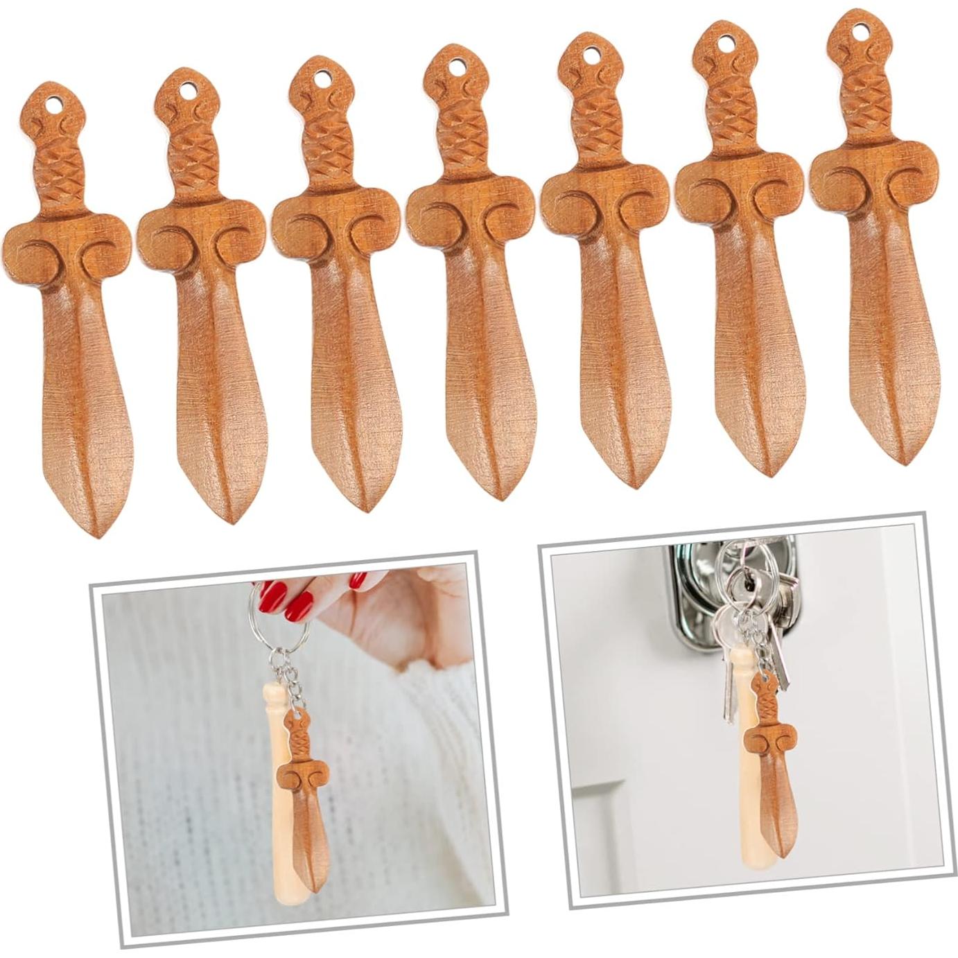 Adornos de Madera ABOOFAN 10 Piezas Mini Espadas Decorativas