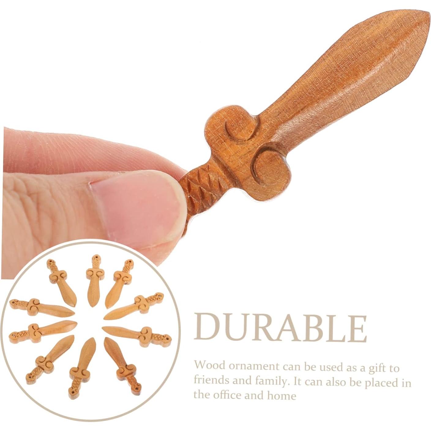 Adornos de Madera ABOOFAN 10 Piezas Mini Espadas Decorativas