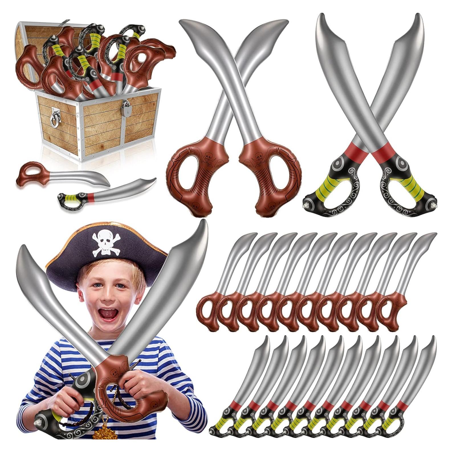 Espadas Inflables Pirata Charniol - 24 Piezas 70 cm y 58 cm