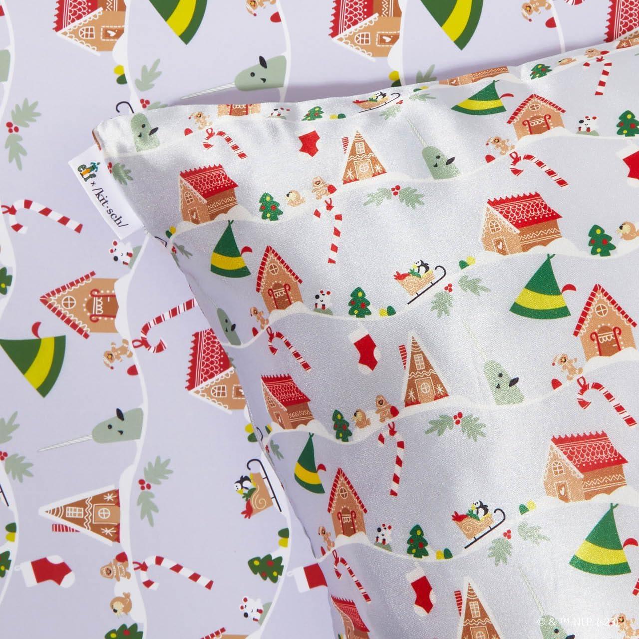 Funda de Almohada Kitsch King Satén Refrigerante Navidad