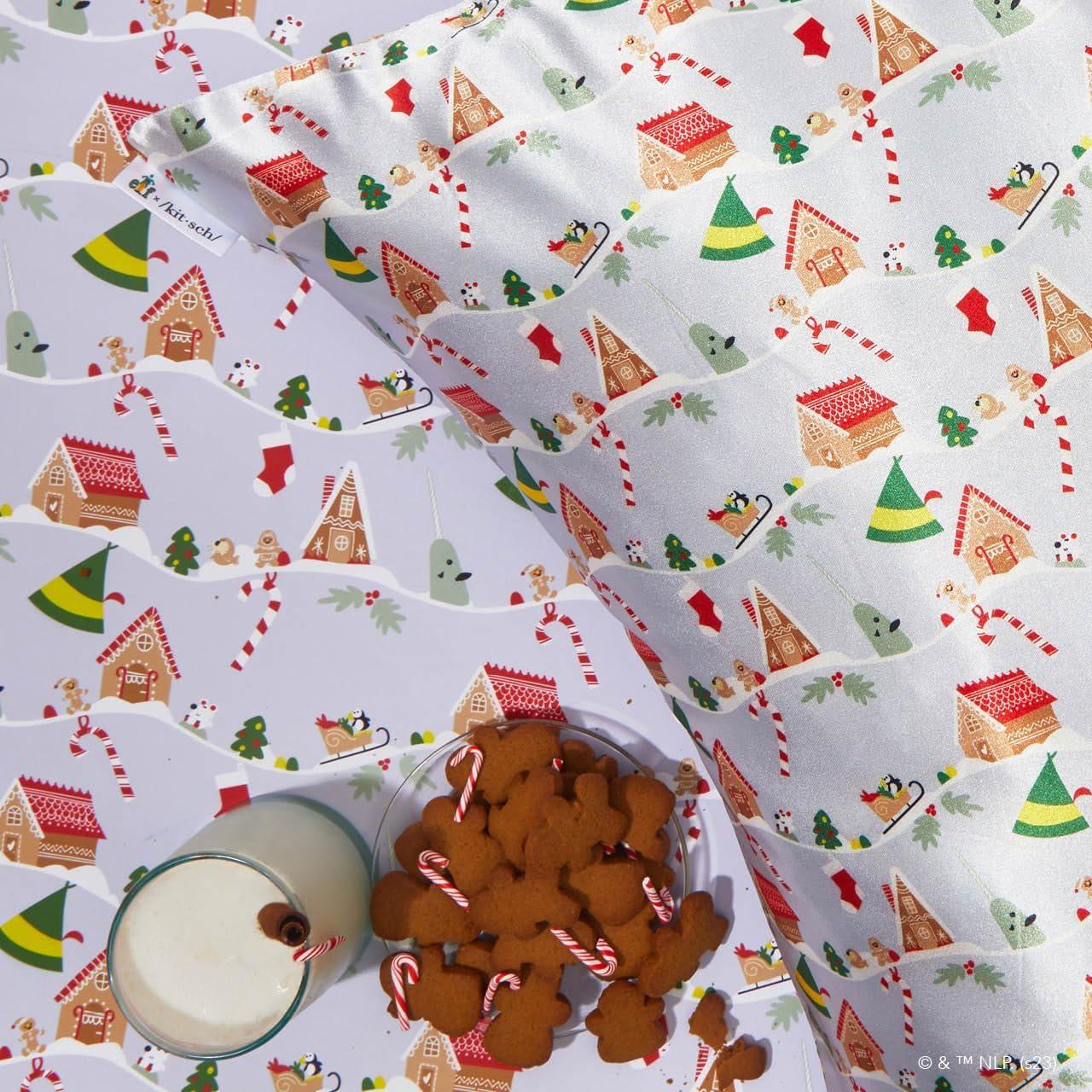 Funda de Almohada Kitsch King Satén Refrigerante Navidad