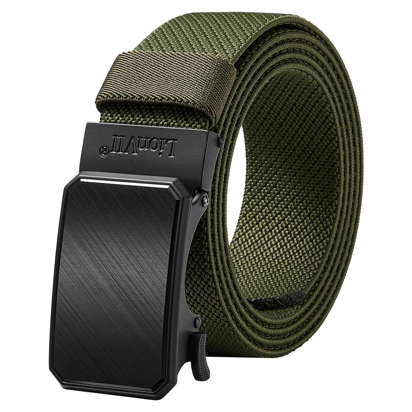 Cinturón Elástico Ratchet LionVII para Hombres 3.5 cm Verde