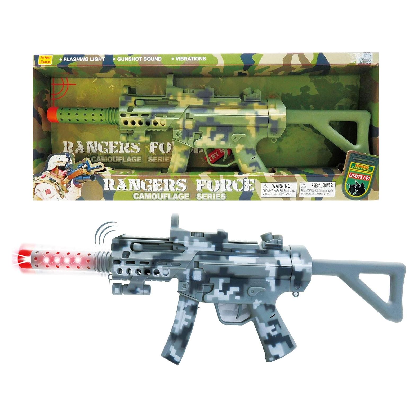 Ametralladora Camuflaje Mozlly Fuerza Combate 54.6 cm con Luz y Sonido