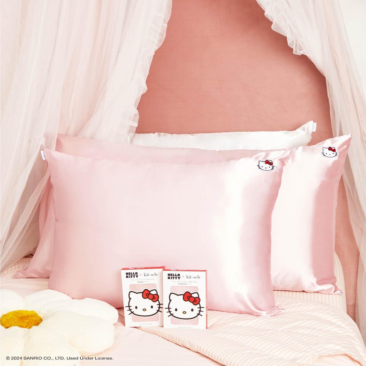 Funda de Almohada Kitsch Hello Kitty Rosa King Satén