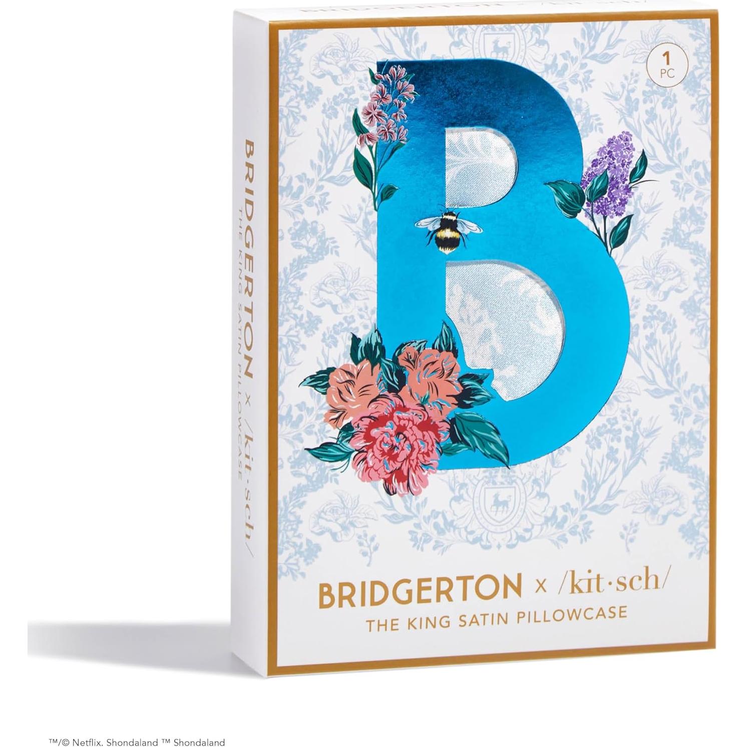 Funda de Almohada Satén Kitsch King Bridgerton Azul Floral