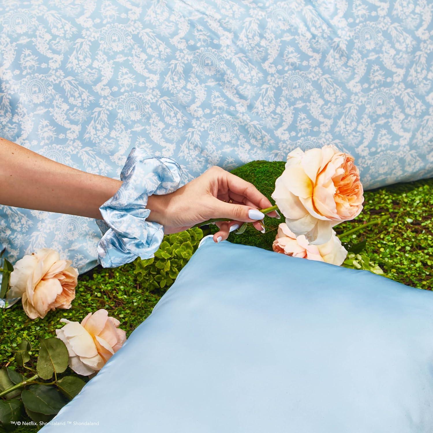 Funda de Almohada Satén Kitsch King Bridgerton Azul Floral