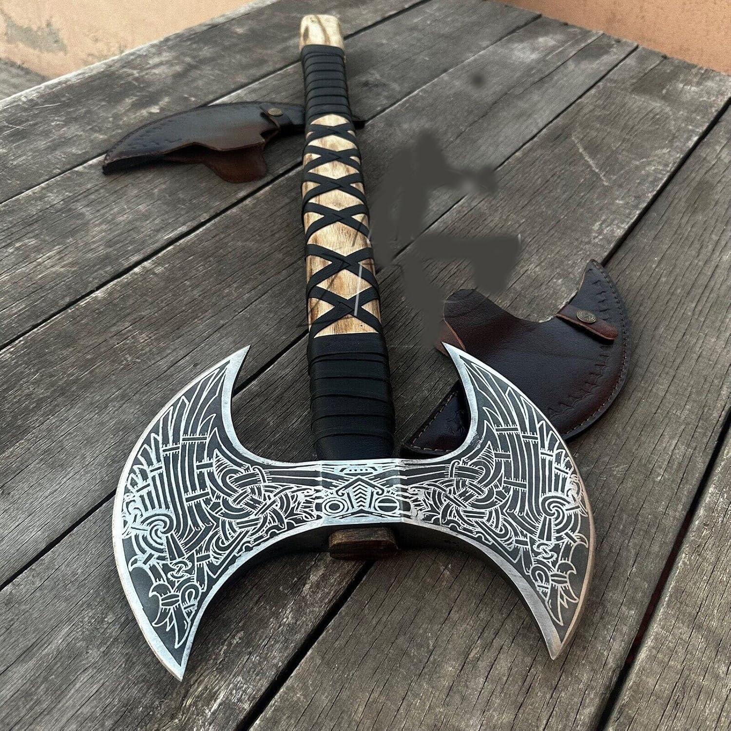 Hacha de Doble Cabeza Viking Store - Acero Inoxidable 73.66 cm