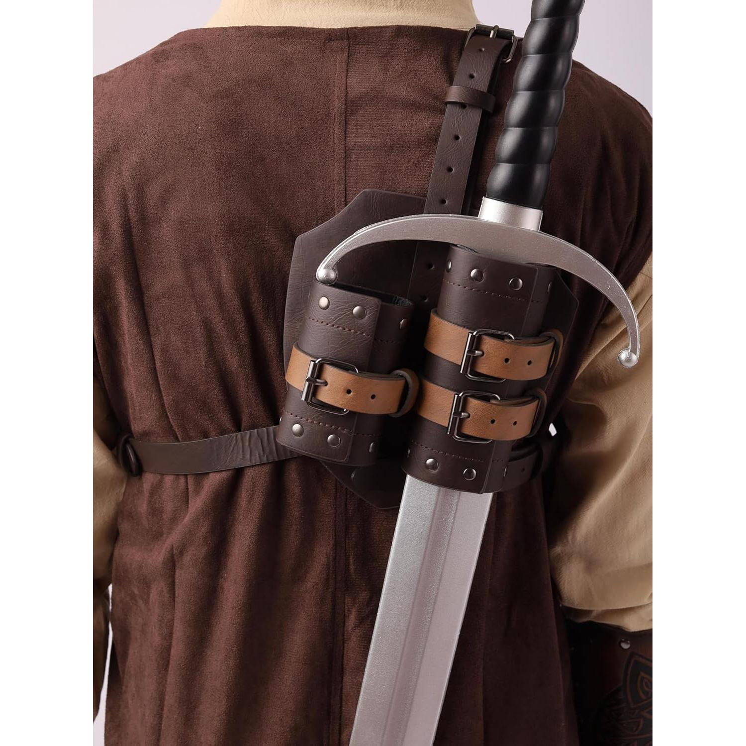 Funda de Espada Vikinga HAQUIL de Cuero Sintético Marrón