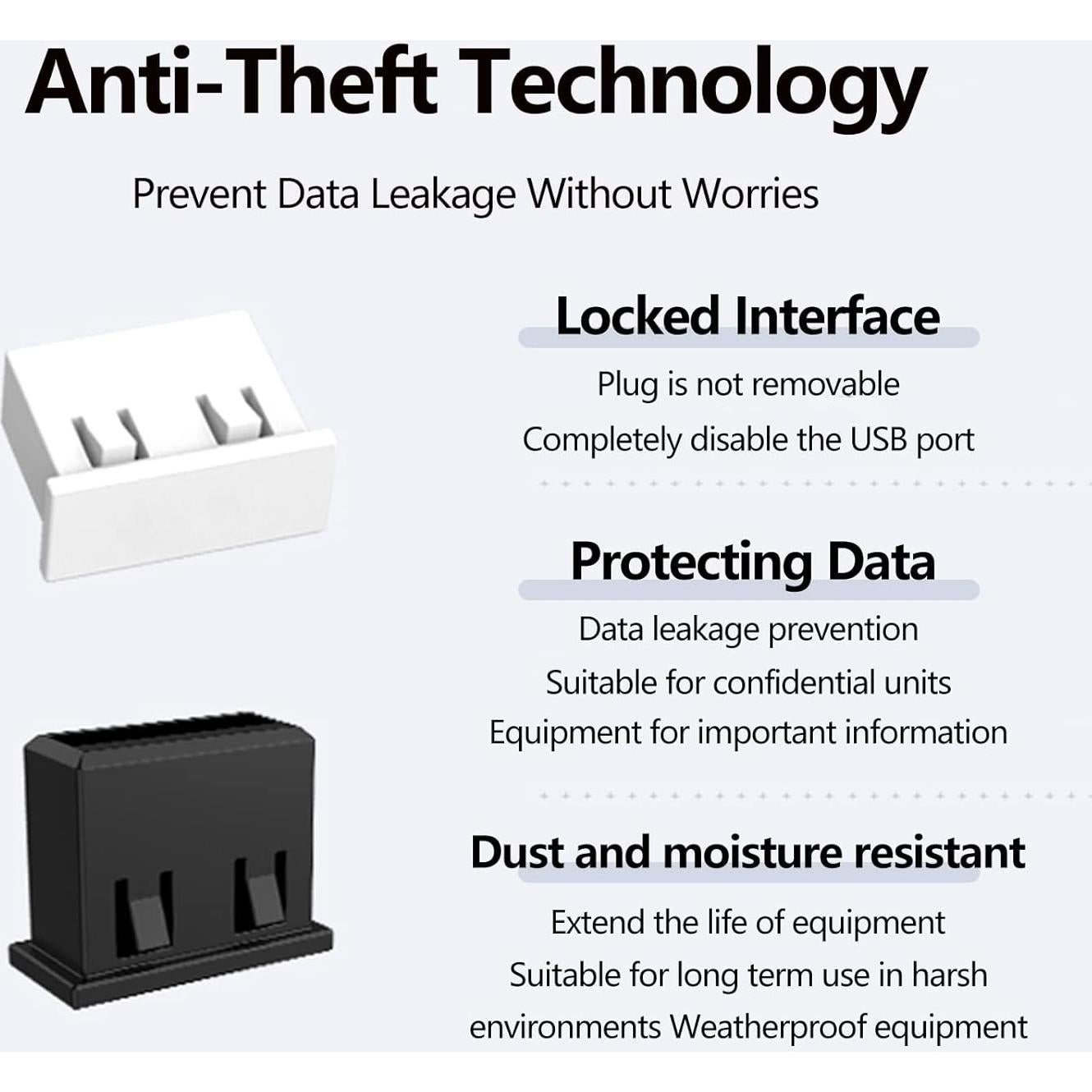 10 Pcs Tapón de Seguridad USB-A Femenino WXZRLIU Negro