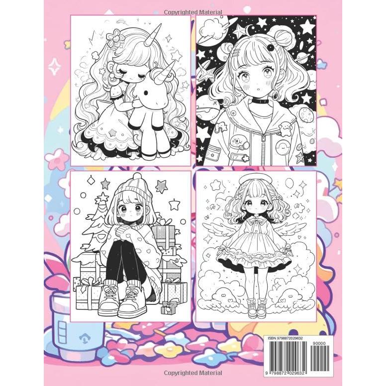Anime Coloring Book: Kawaii Girls: A Cute Stress-Relief Japanese Comic, Manga Kawaii Coloring Book for Kids, Teens and Adults (Anime Coloring Books)