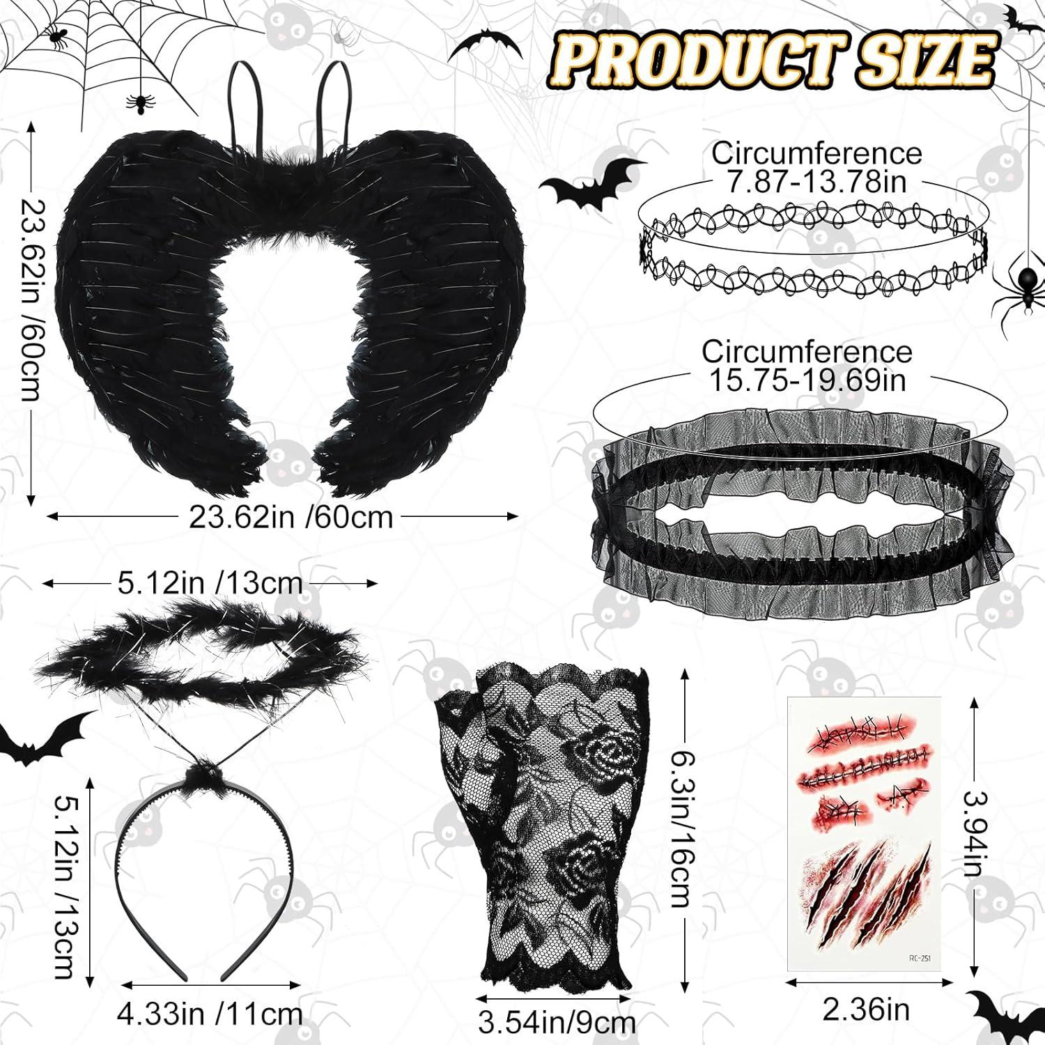 Liitrsh Halloween Angel Costume Women's Feathered Wings Headband Lace Gloves Wedding Garter Angel Outfit Cosplay