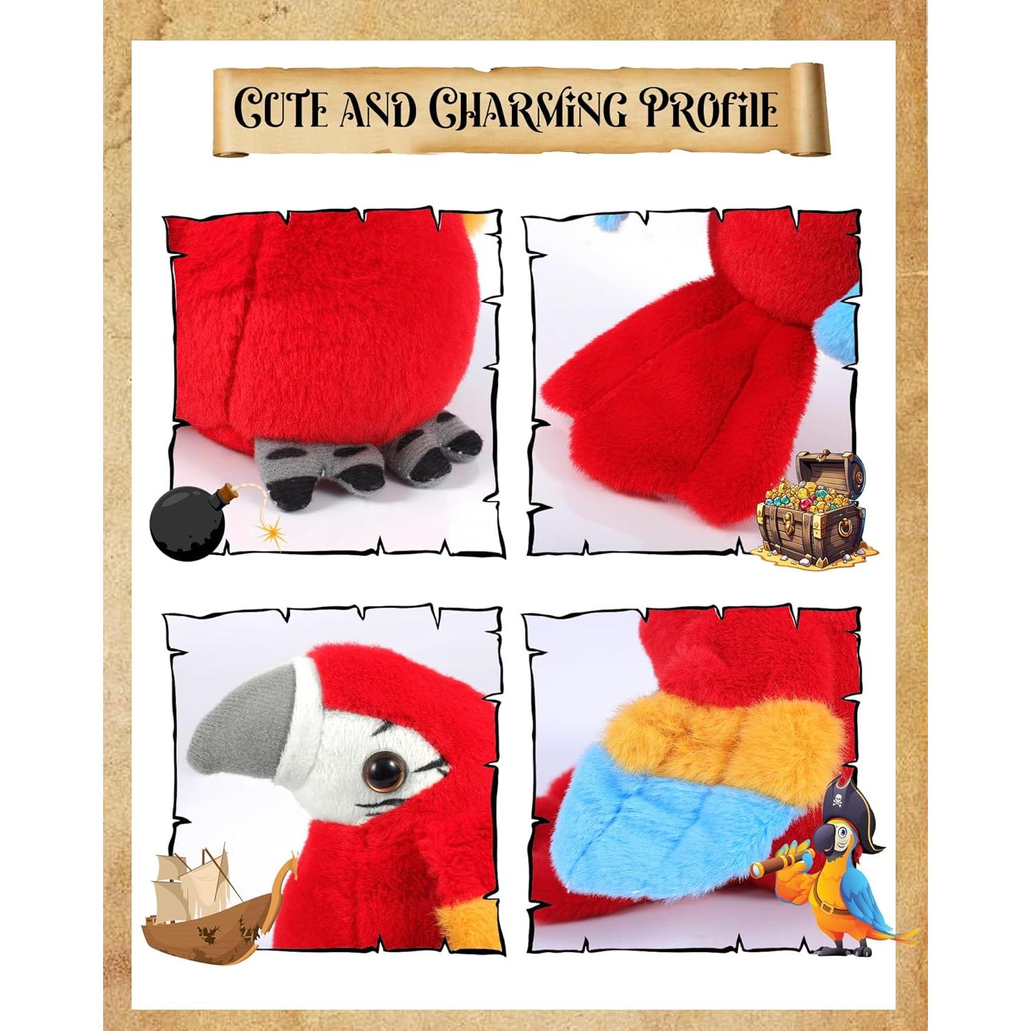 Loro de Peluche Magnético Rojo Roicaholy para Hombro 13 cm