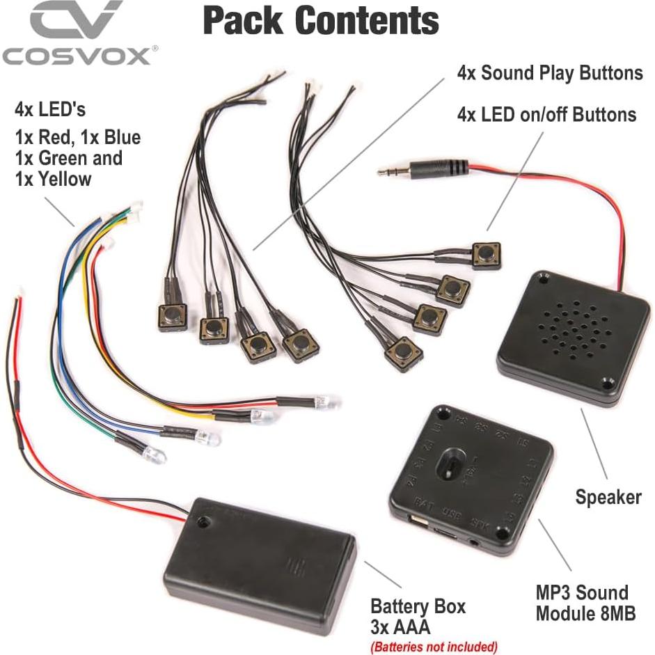 Módulo de Luz y Sonido COSVOX para Cosplay - 4 Botones, 8MB
