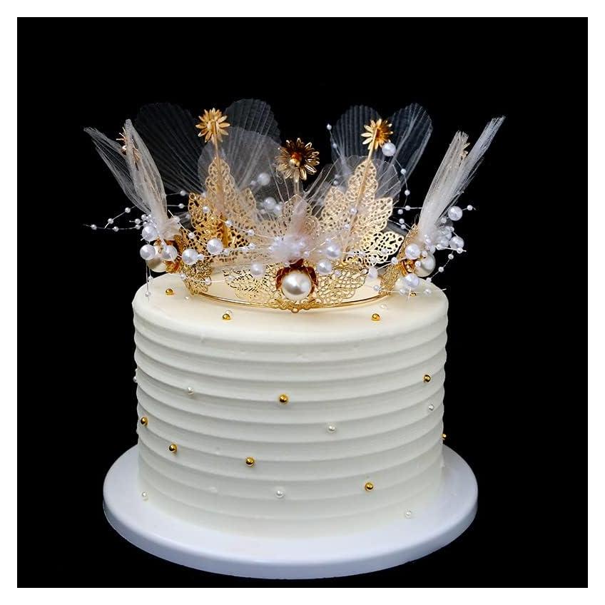 Corona de Perlas para Pasteles Winvin 16 cm Decoración Elegante