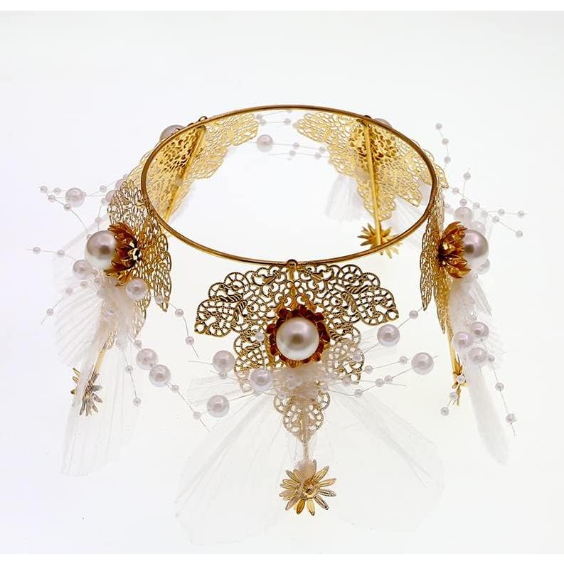 Corona de Perlas para Pasteles Winvin 16 cm Decoración Elegante