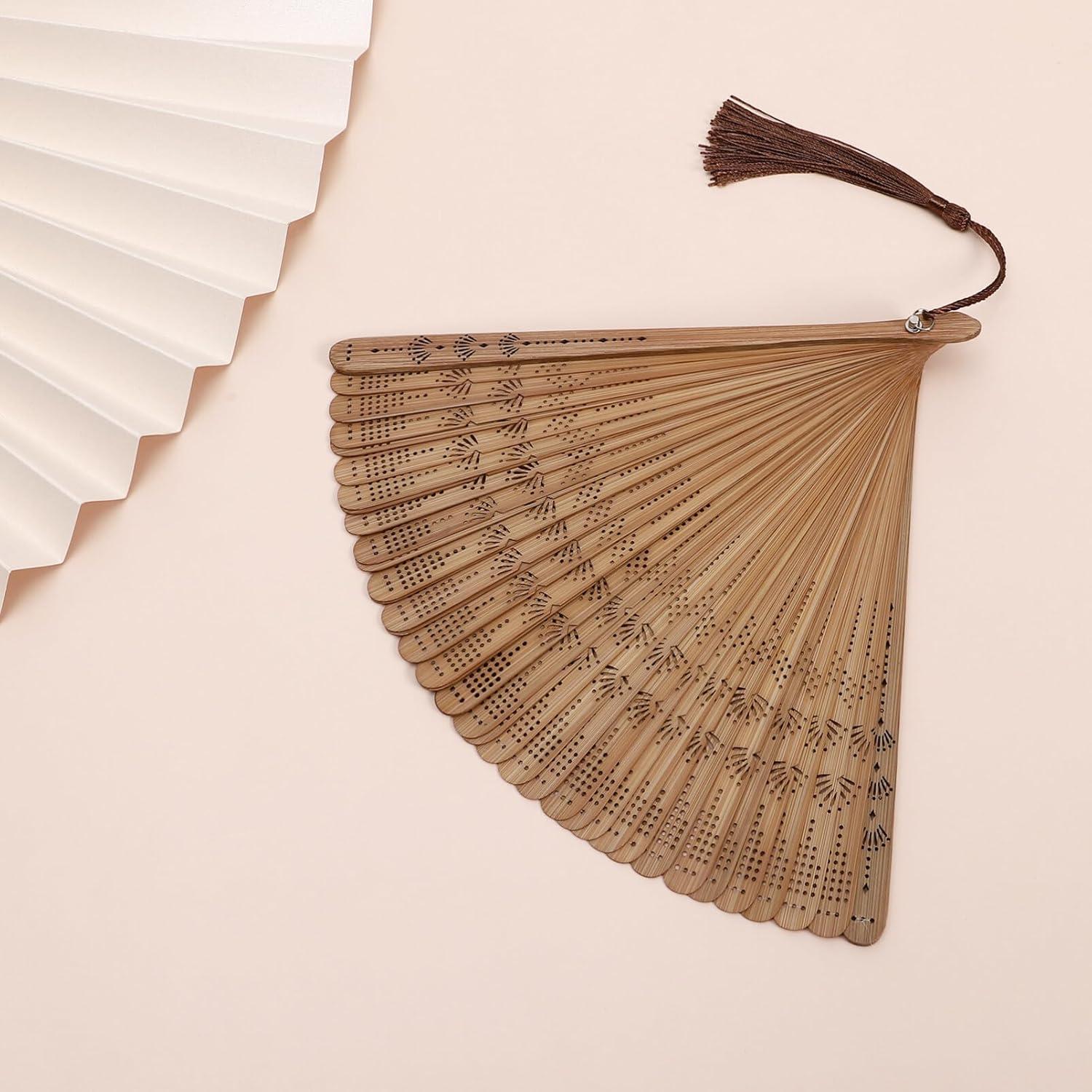 Abanico Plegable de Madera Vintage Sewroro 31.8x18cm