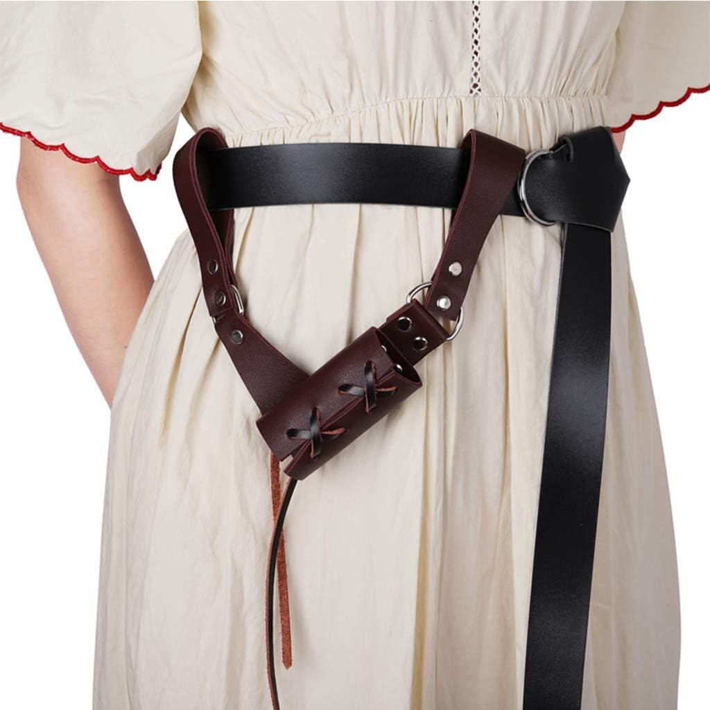 Frog de espada de cuero PU medieval ajustable marrón