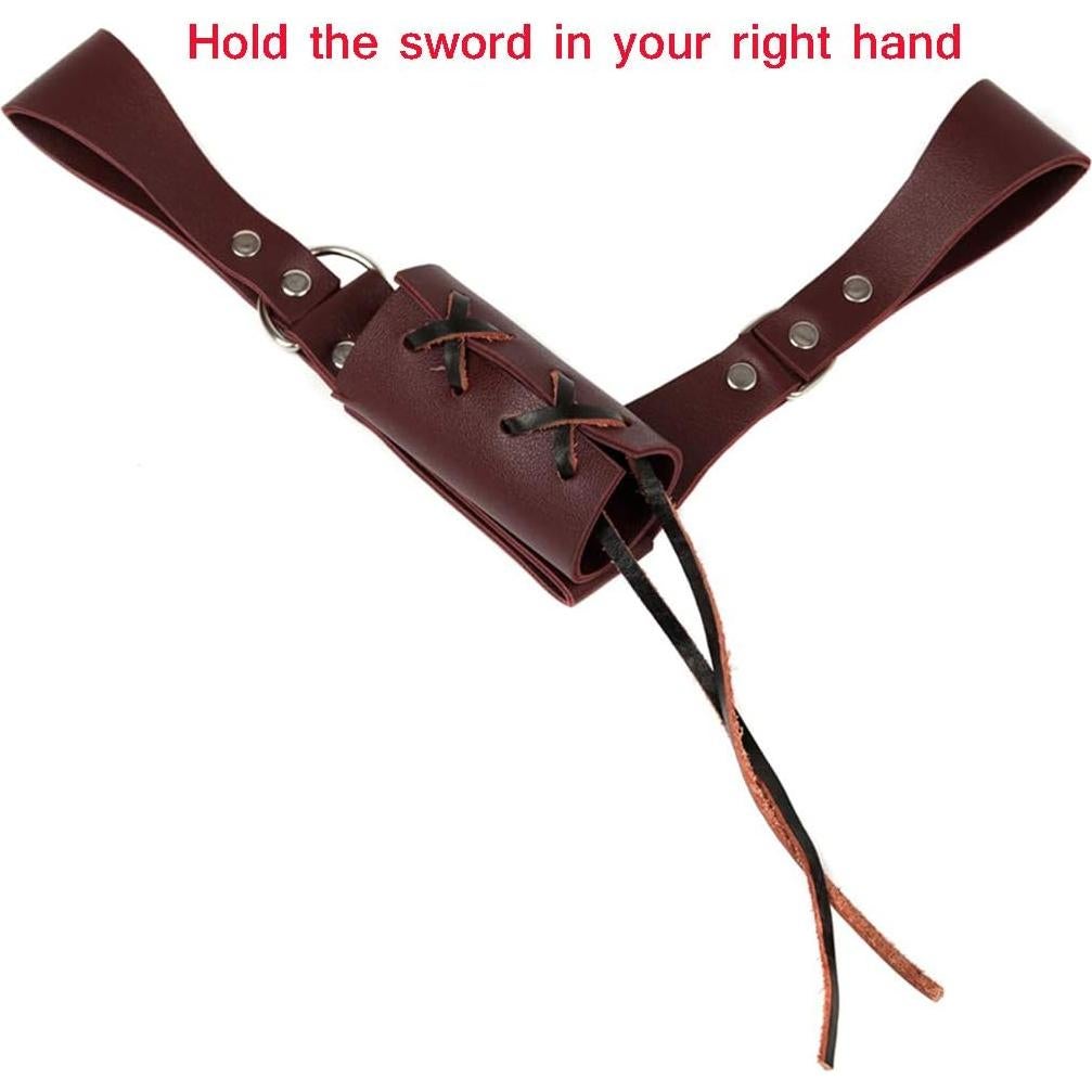 Frog de espada de cuero PU medieval ajustable marrón
