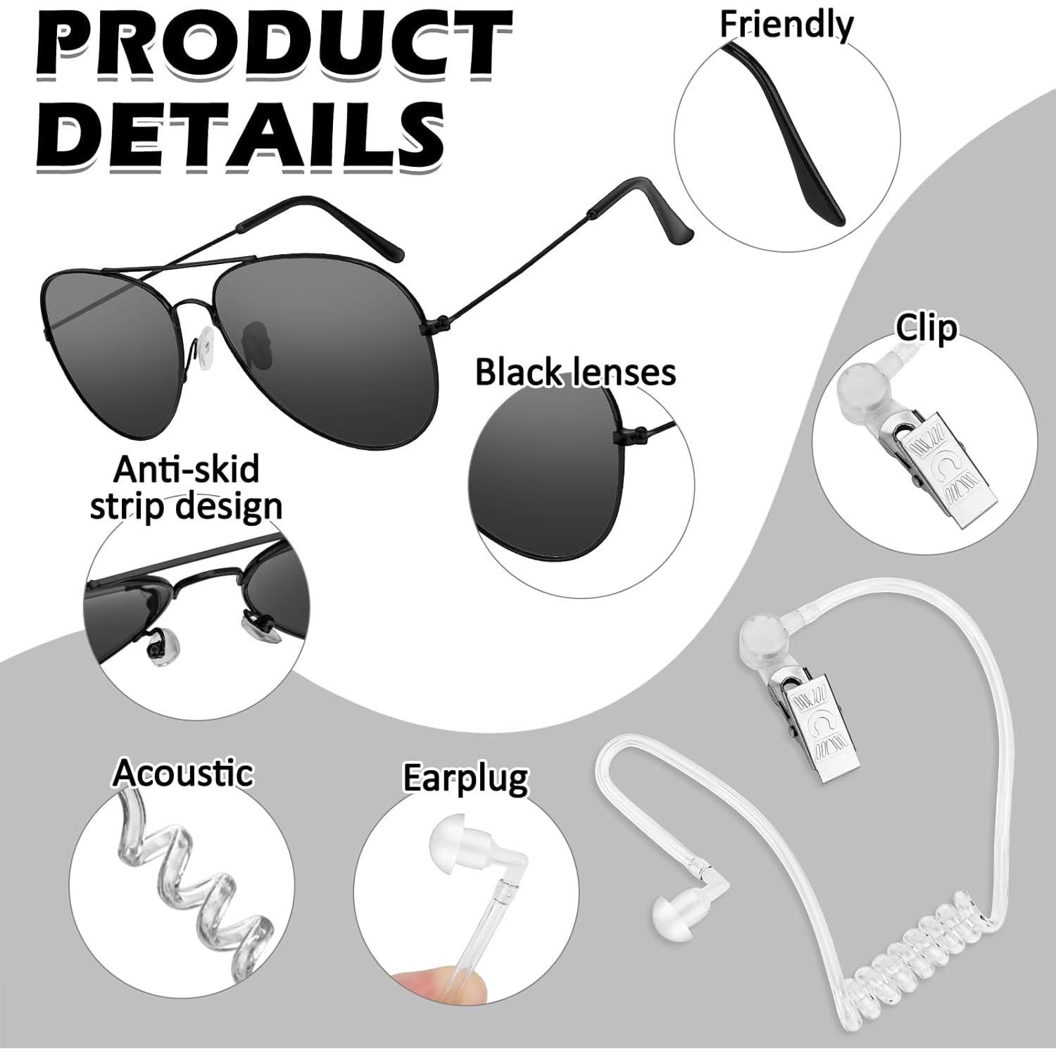 Disfraz de Agente 8 Piezas Dreamtop con Insignia y Accesorios