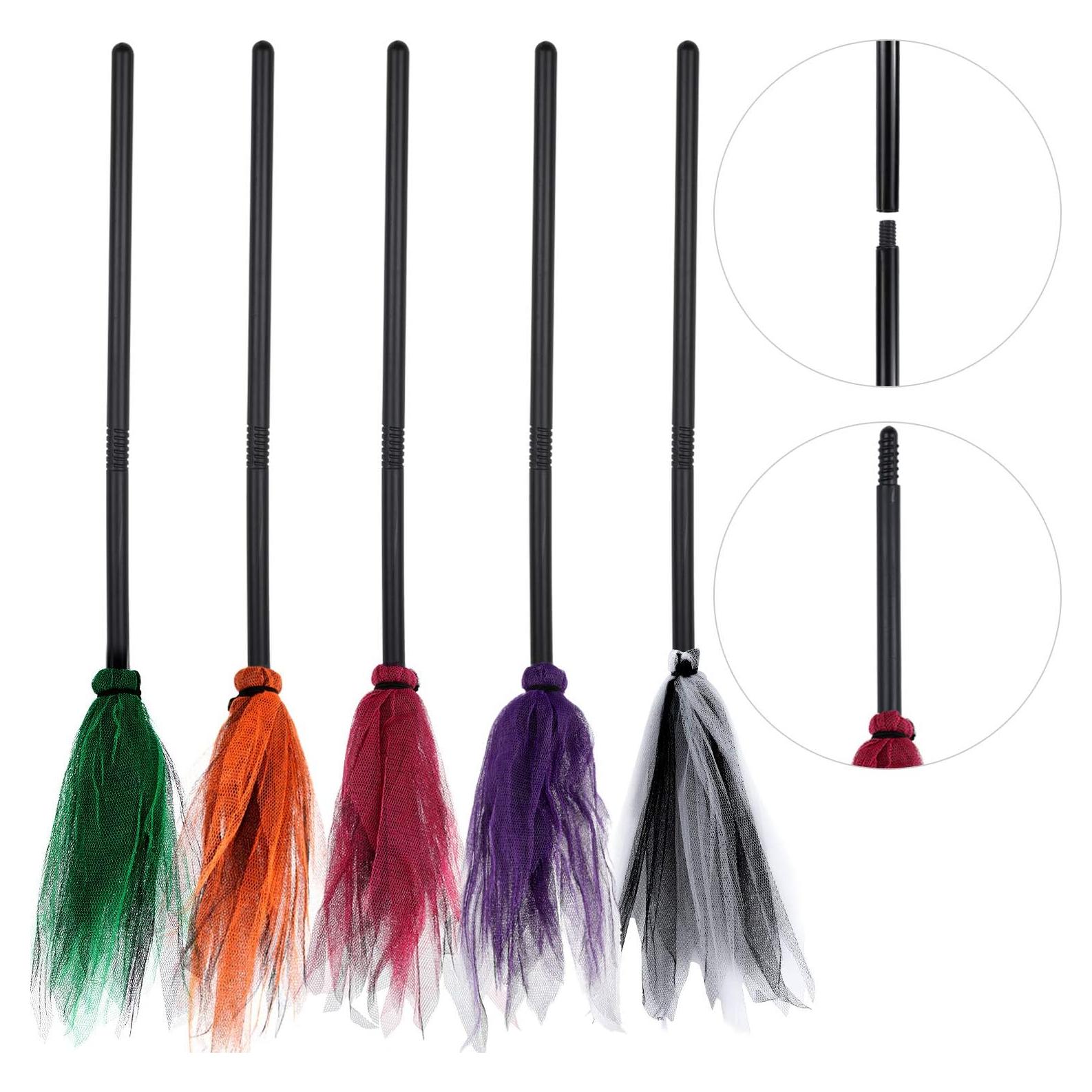 5 Escobas de Bruja de Halloween Skylety Accesorios de Fiesta