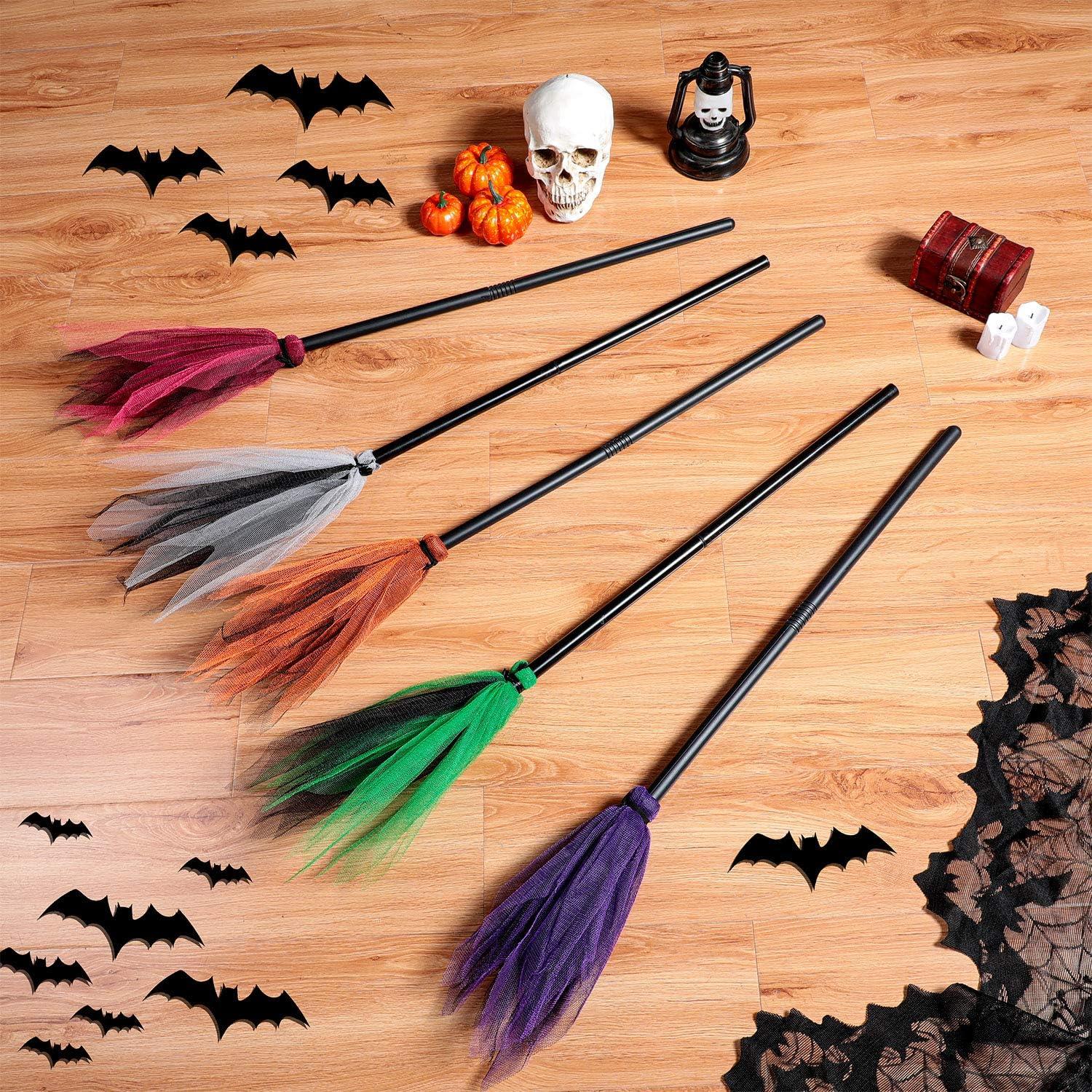 5 Escobas de Bruja de Halloween Skylety Accesorios de Fiesta