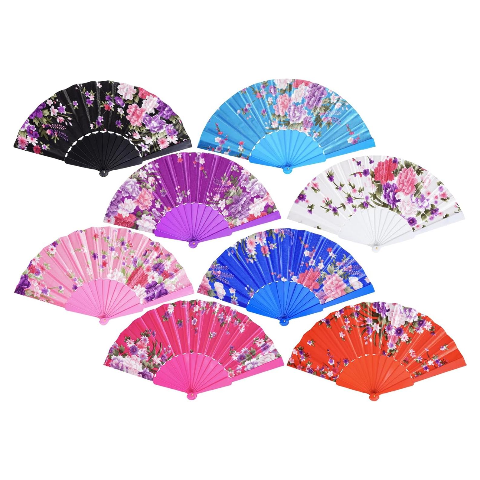 Abanicos Plegables de Mano QIRMIZI - 8 Pcs Multicolor