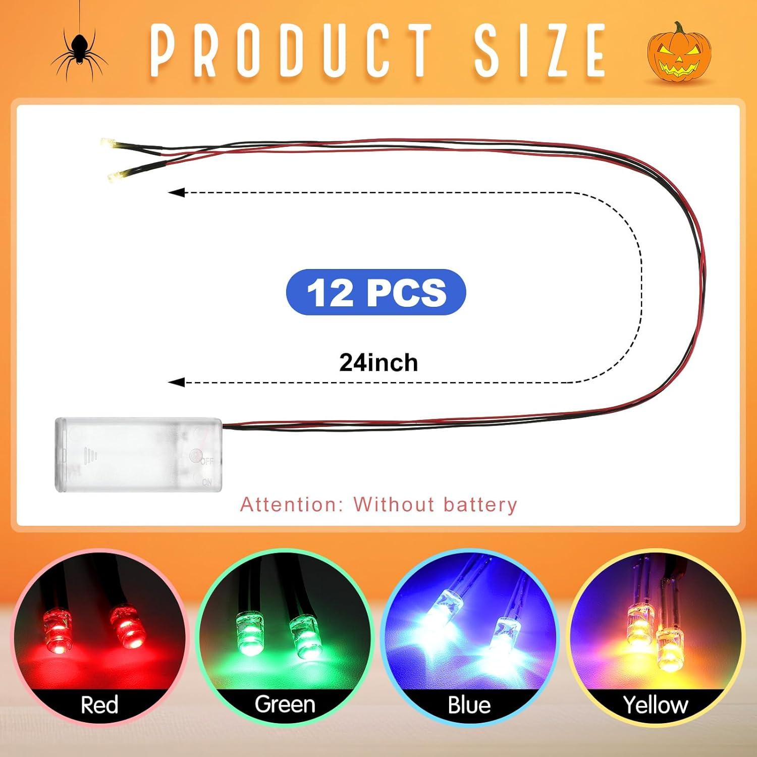 Luces LED Halloween 12 Pcs Xuhal para Máscaras y Disfraces 61 cm