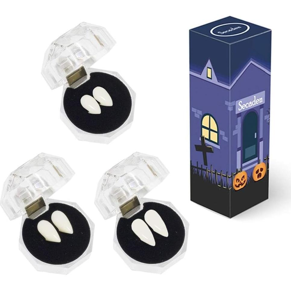 Secaden Dientes de Vampiro Falsos 3 Pares para Cosplay Halloween
