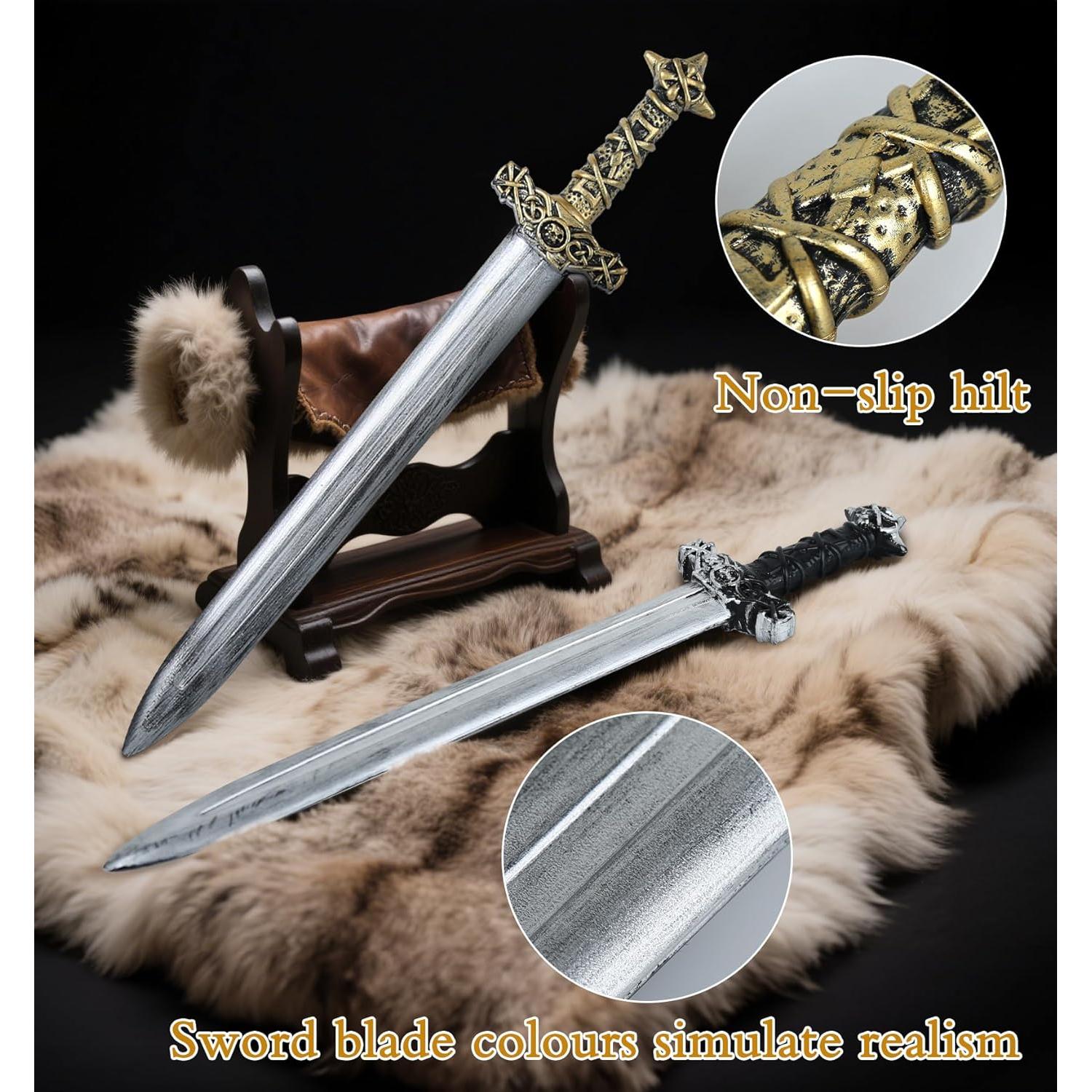 2 Espadas de Juguete Romanas Plata para Halloween y Cosplay