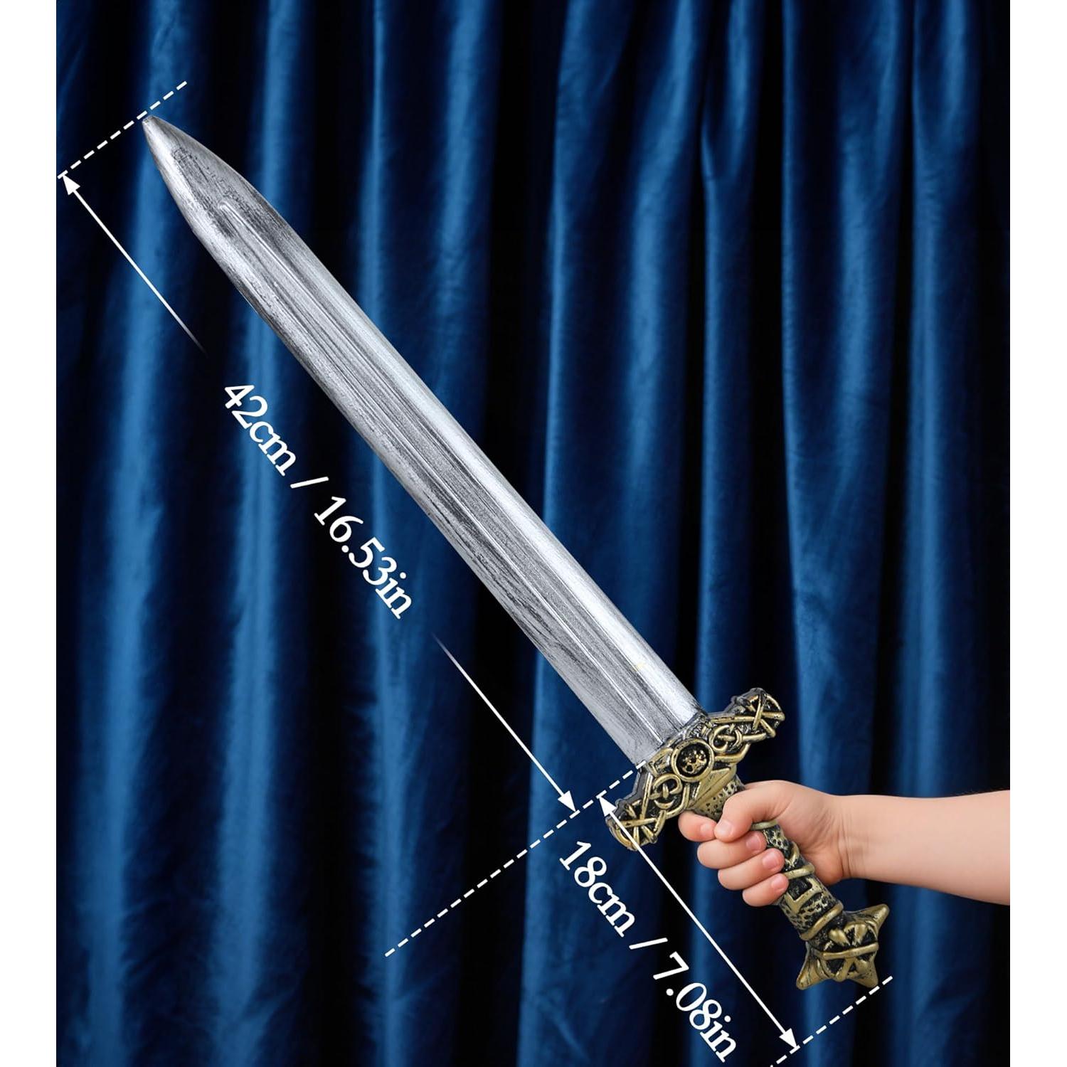 2 Espadas de Juguete Romanas Plata para Halloween y Cosplay