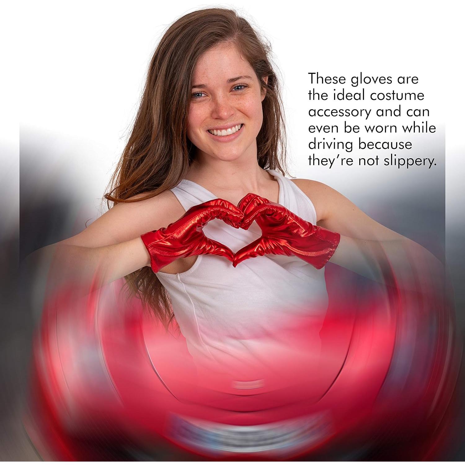 Guantes de disfraz rojos Skeleteen para cosplay - 22.86 cm