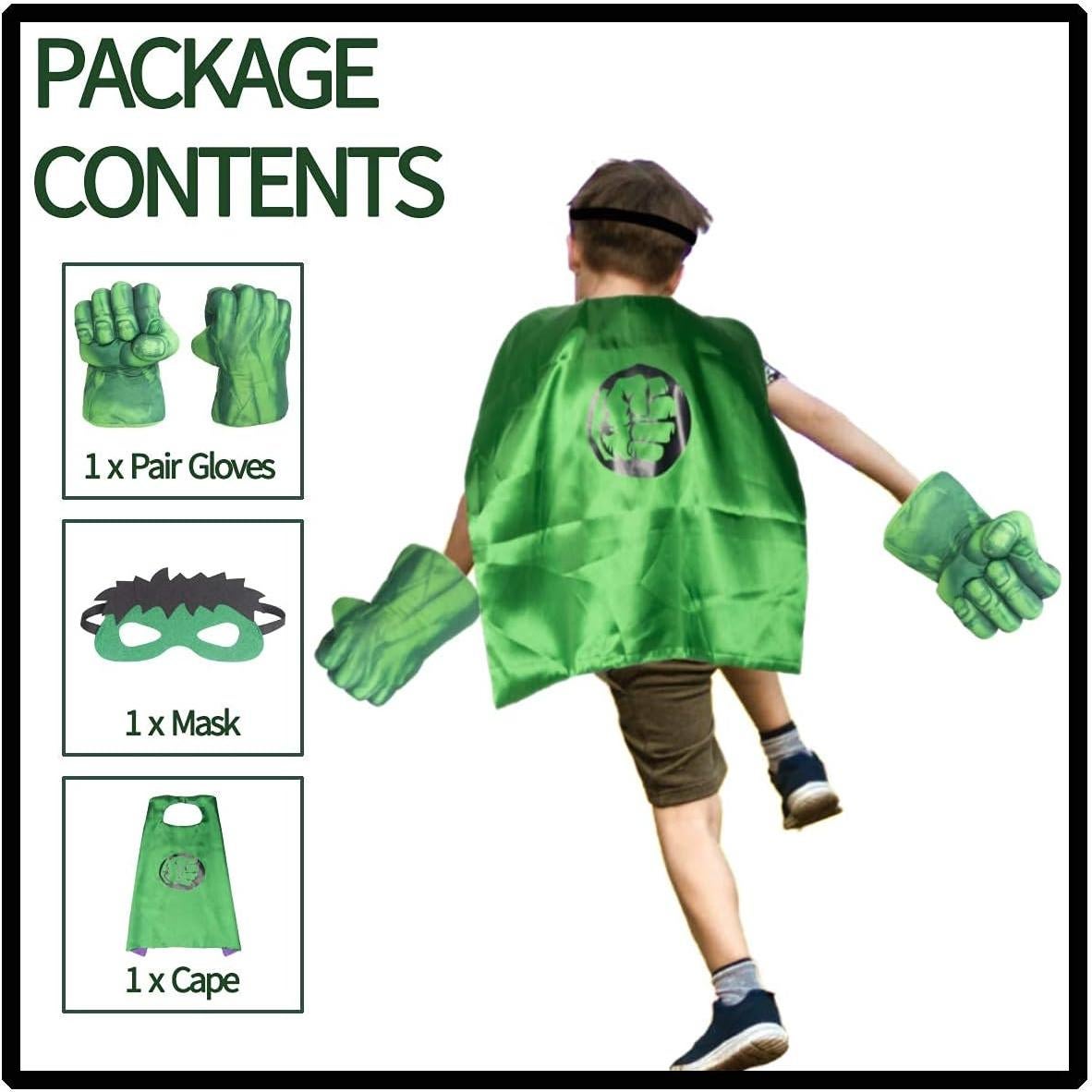 Disfraz de Superhéroe Hulk para Niños - Capa Verde y Guantes