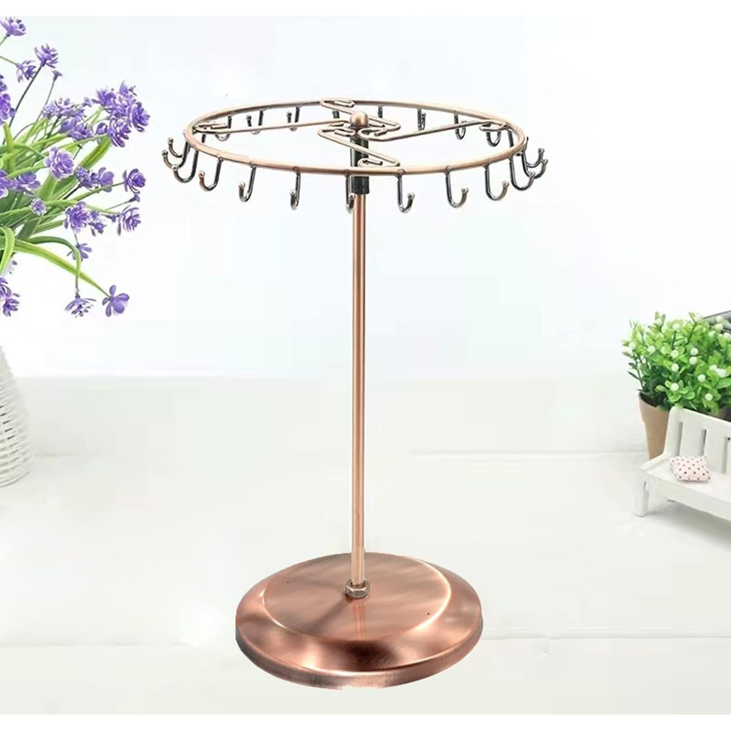Soporte Giratorio de Joyería Qaeoity con 23 Ganchos Cobre