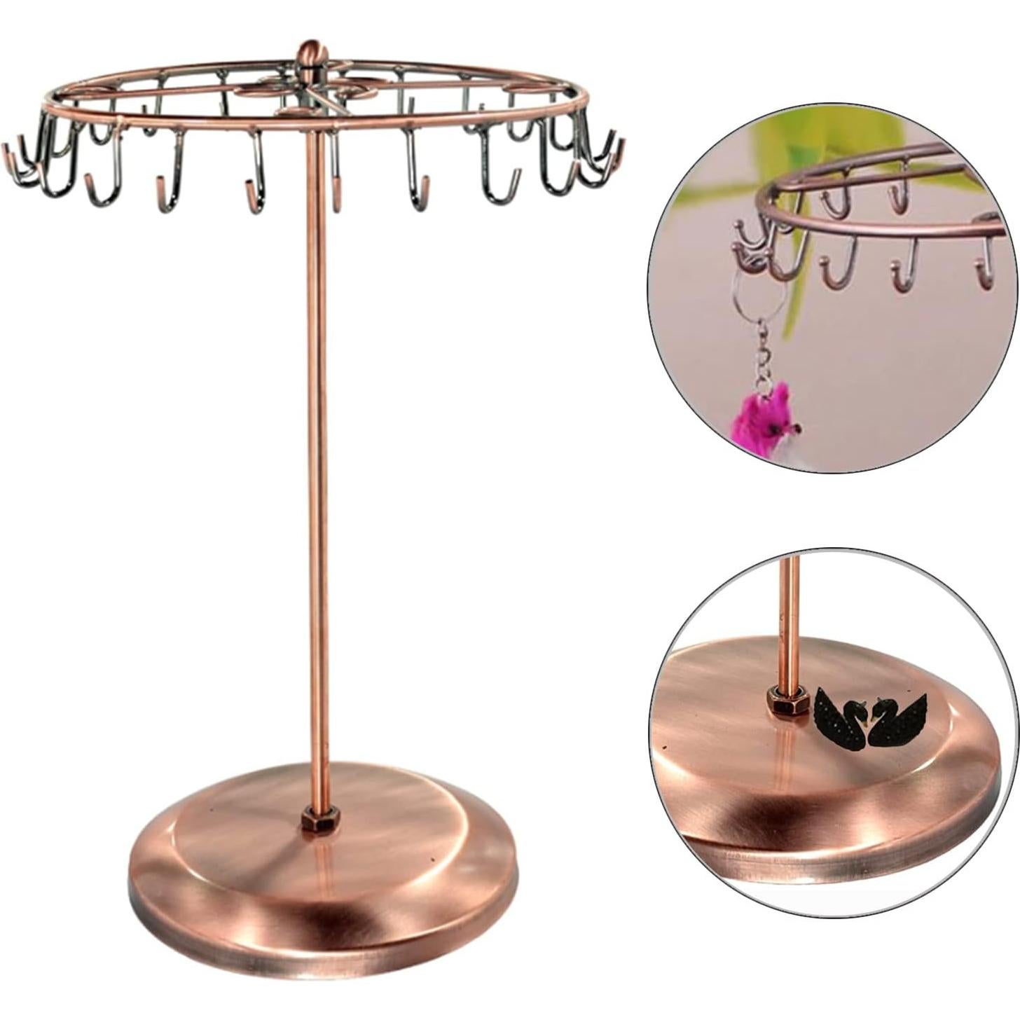 Soporte Giratorio de Joyería Qaeoity con 23 Ganchos Cobre
