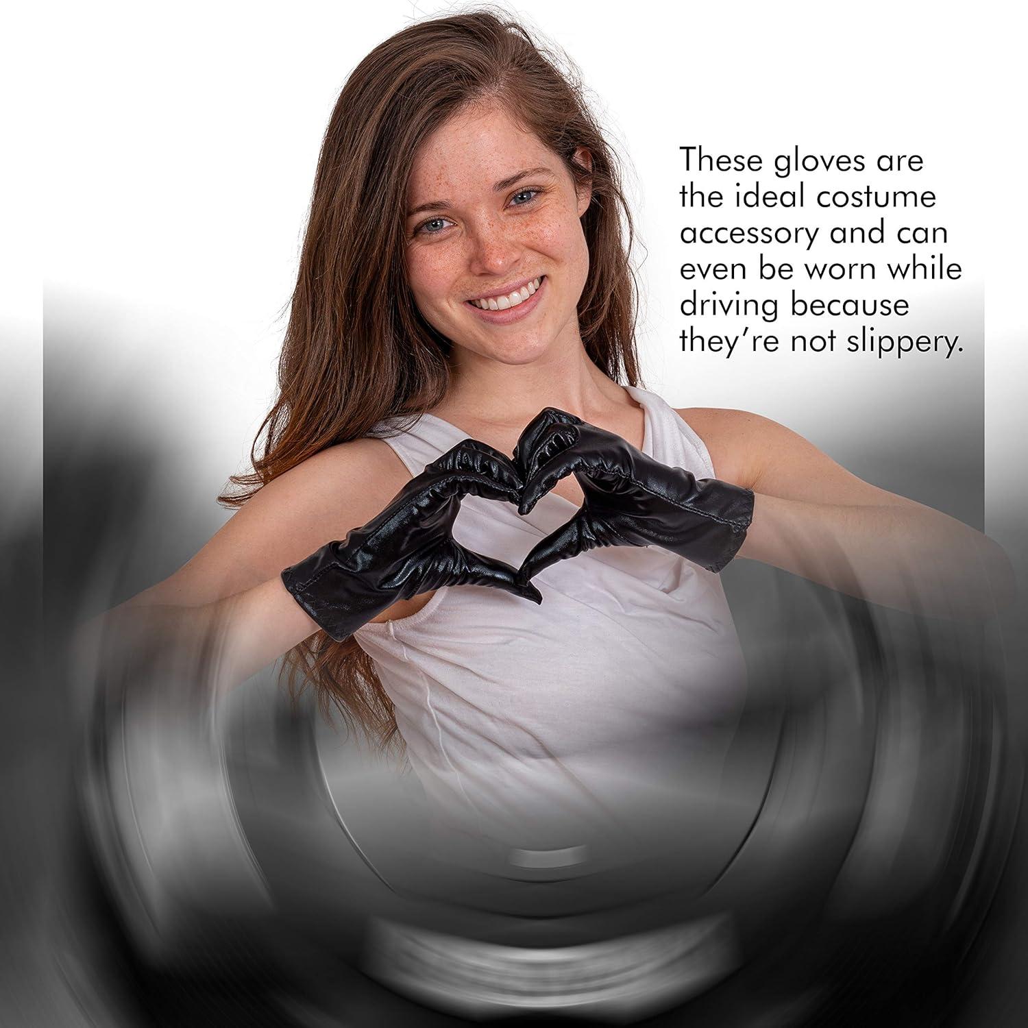 Guantes de Vestir Negros Skeleteen - Guantes Cortos de Moda