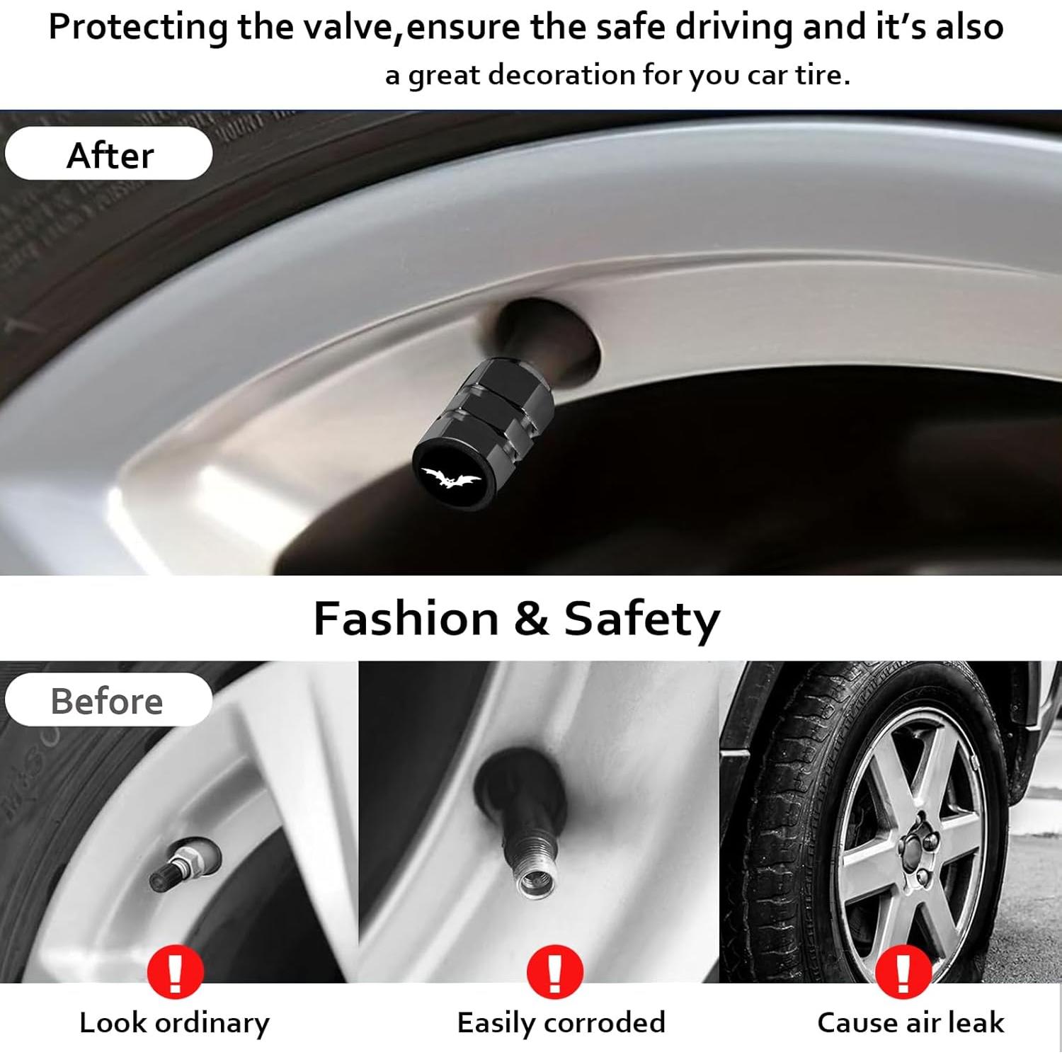 Tapas de Válvula de Neumático Ldntly Murciélago 4 Piezas